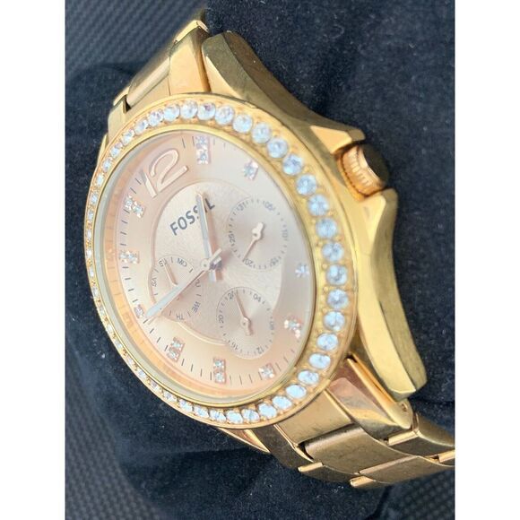 Fossil ES2811 Men's Watch Rose Gold Plated 38mm Case Quartz Analog Ladies O892 - Picture 2 of 8